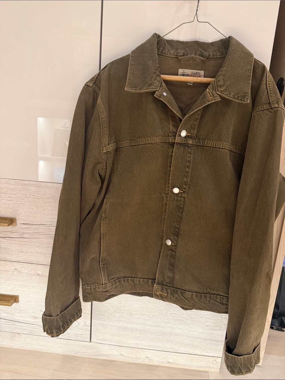 Stussy trucker denim jacket vintage wash mushroom